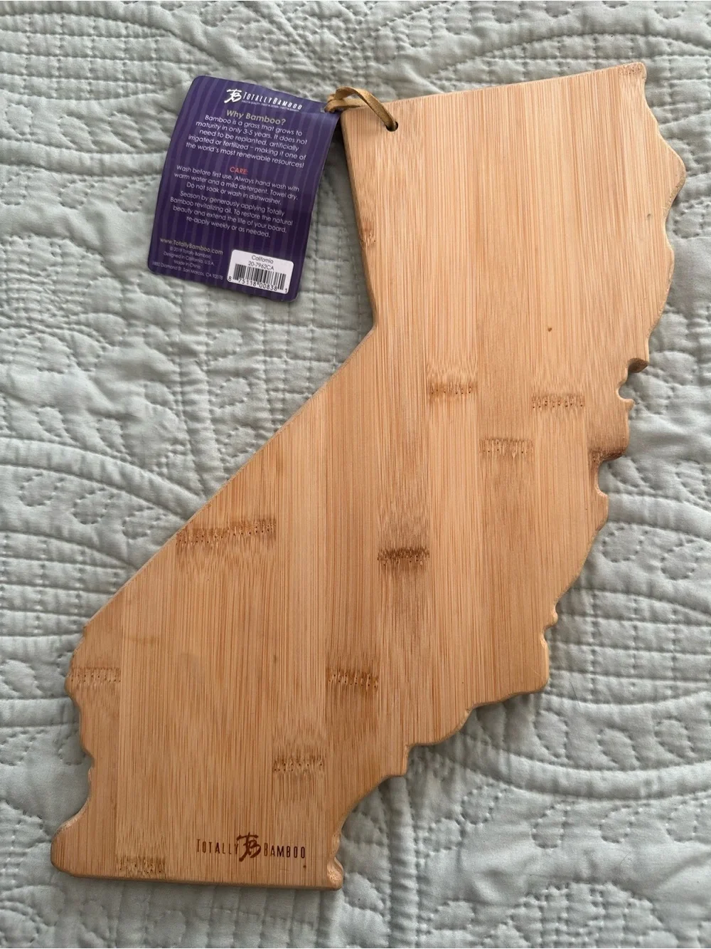 Bamboo California State Cutting & Serving Board 11” x 14” New with tags